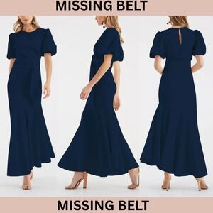 NWD Sachin & Babi [ 4 ] Camila Belted Mermaid Crepe Midi Dress in Blue J2114